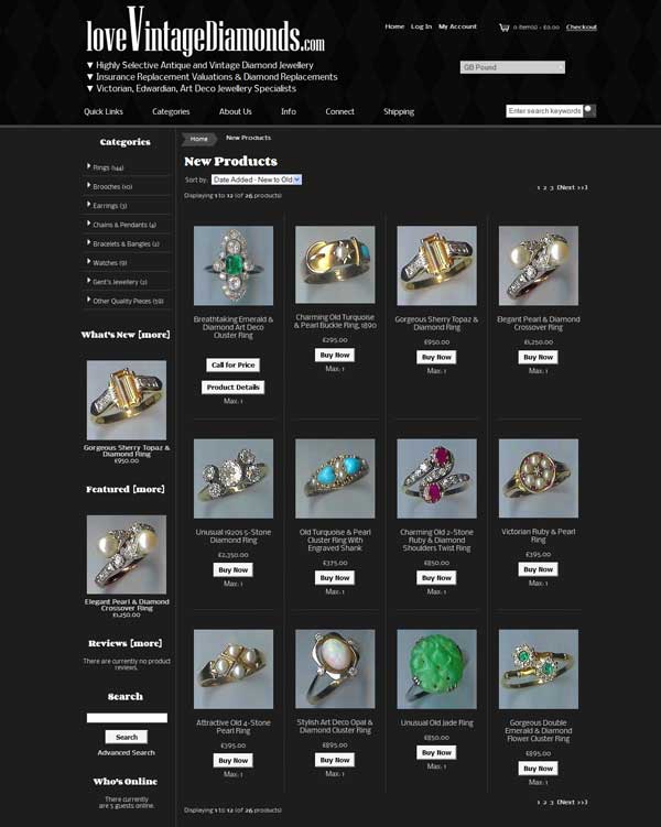 loveVintageDiamonds.com New Products Page