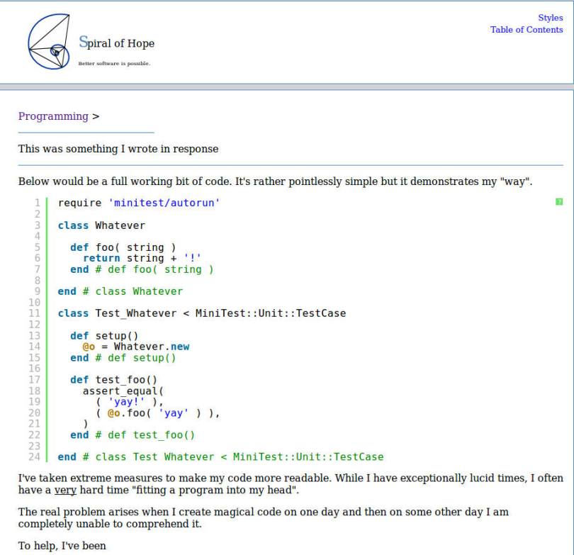 Spiral of Hope Programming Style